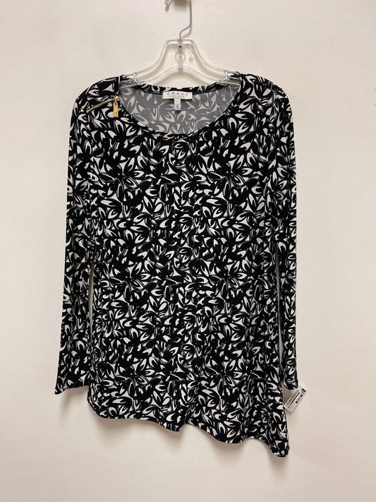 Top Long Sleeve By Chaus In Black & White, Size: S