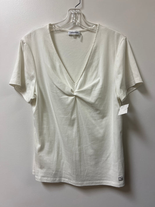 Top Short Sleeve By Calvin Klein In Cream, Size: L