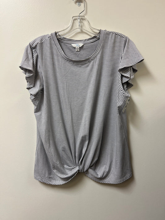 Top Short Sleeve Basic By Time And Tru In Striped Pattern, Size: L