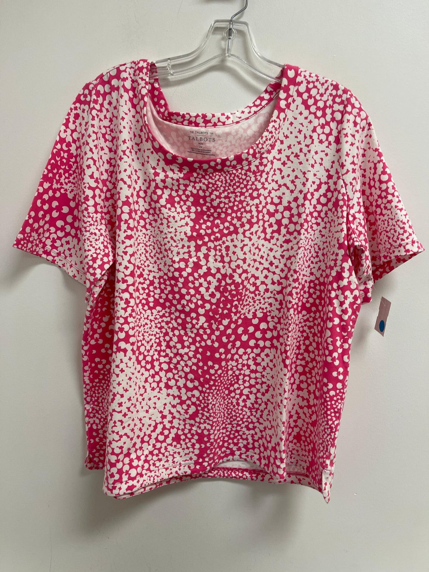 Top Long Sleeve By Talbots In Pink & White, Size: 2x