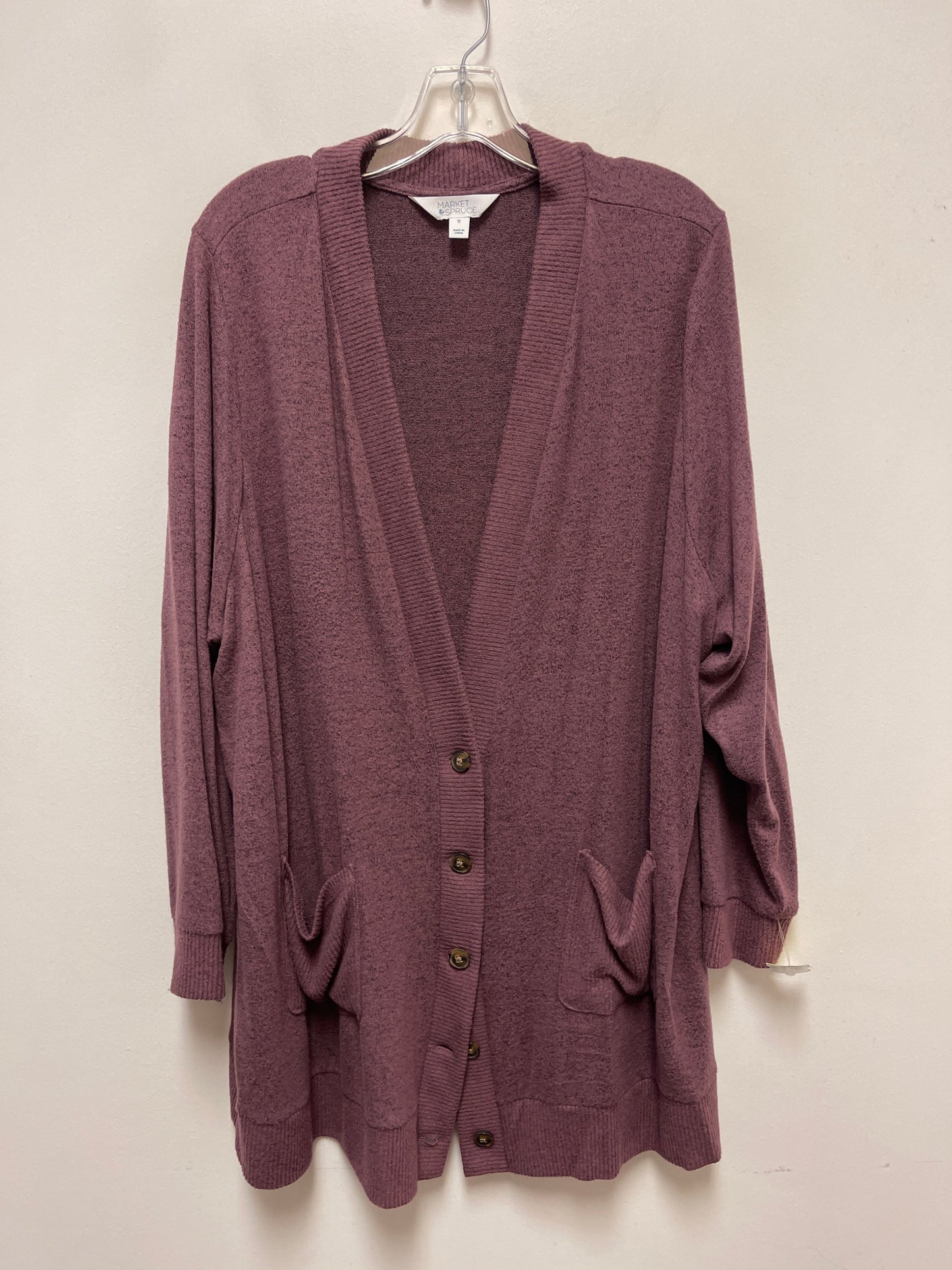 Sweater Cardigan By Market & Spruce In Purple, Size: 3x