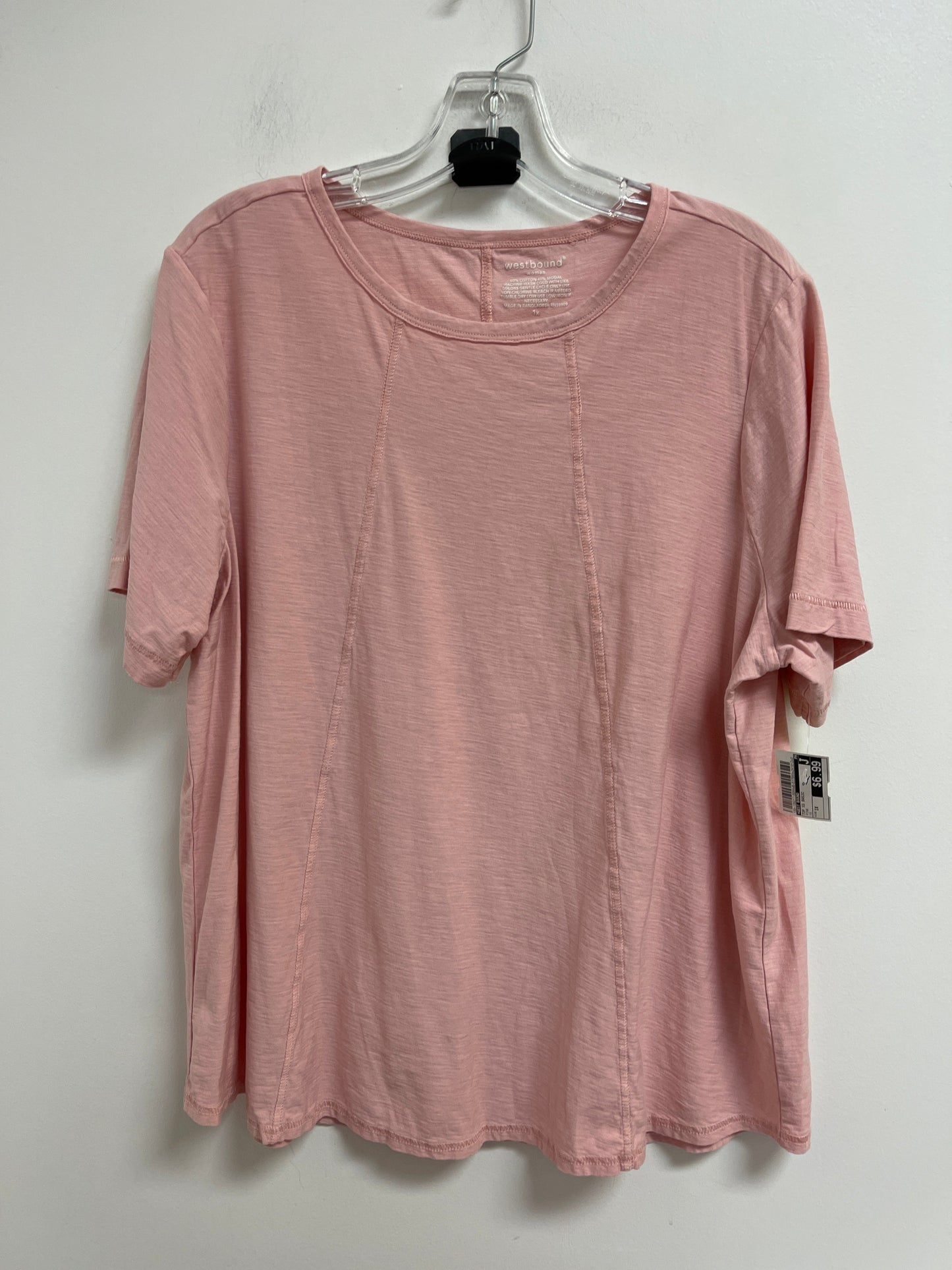 Top Short Sleeve Basic By West Bound In Pink, Size: 1x