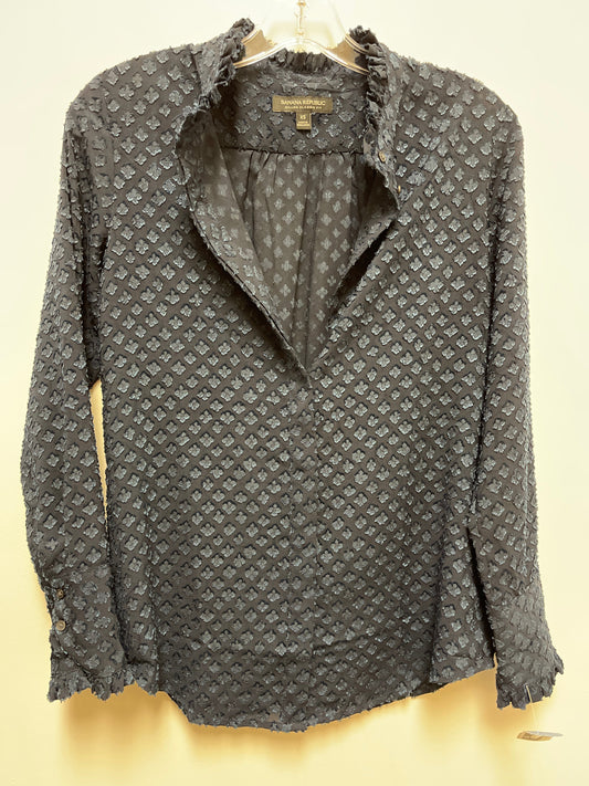 Blouse Long Sleeve By Banana Republic In Navy, Size: Xs