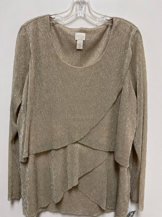 Top Long Sleeve By Chicos In Gold, Size: Xl