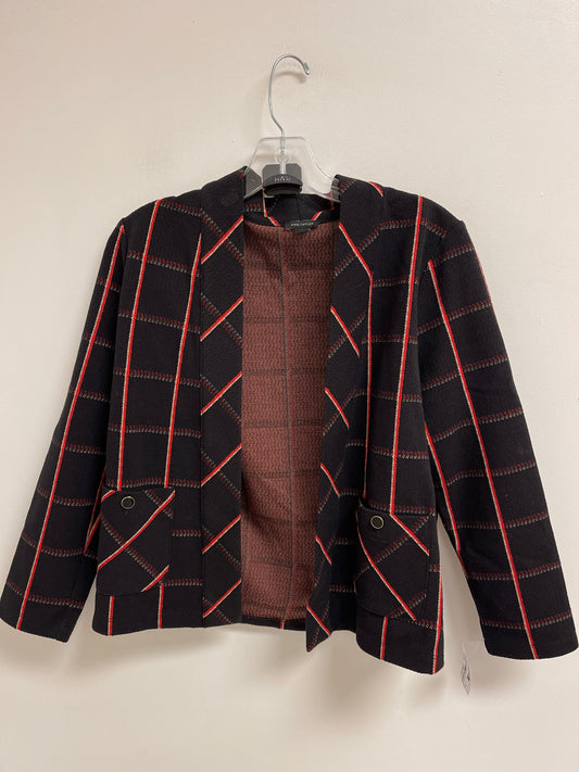 Sweater Cardigan By Ann Taylor In Black & Red, Size: S