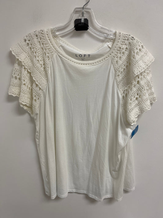 Top Short Sleeve By Loft In Cream, Size: Xl