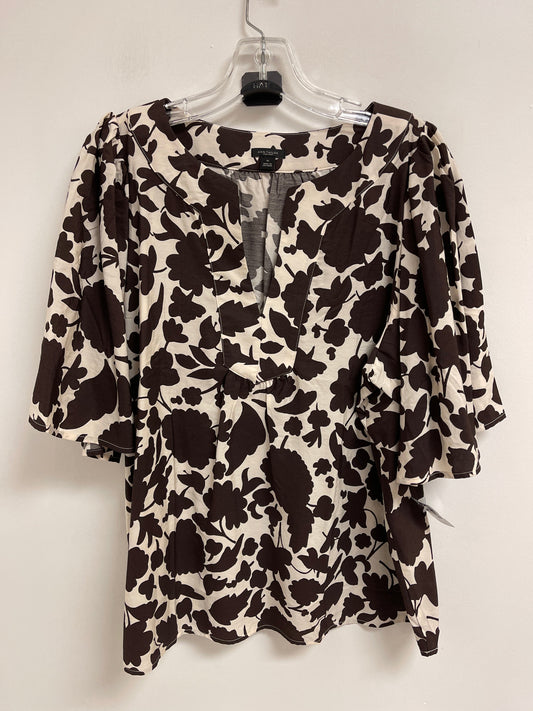 Top Short Sleeve By Ann Taylor In Brown & Cream, Size: Xl