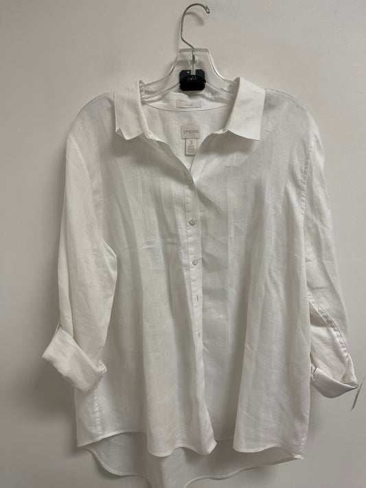 Blouse Long Sleeve By Chicos In White, Size: Xl