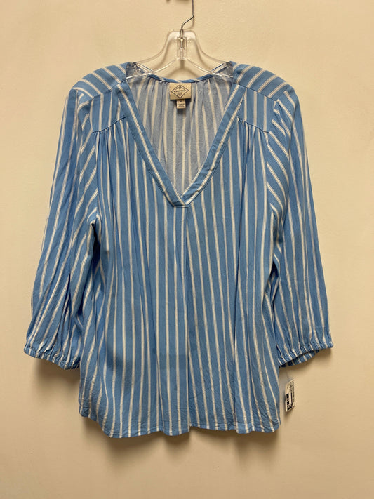 Top Long Sleeve By St Johns Bay In Blue & White, Size: Xl