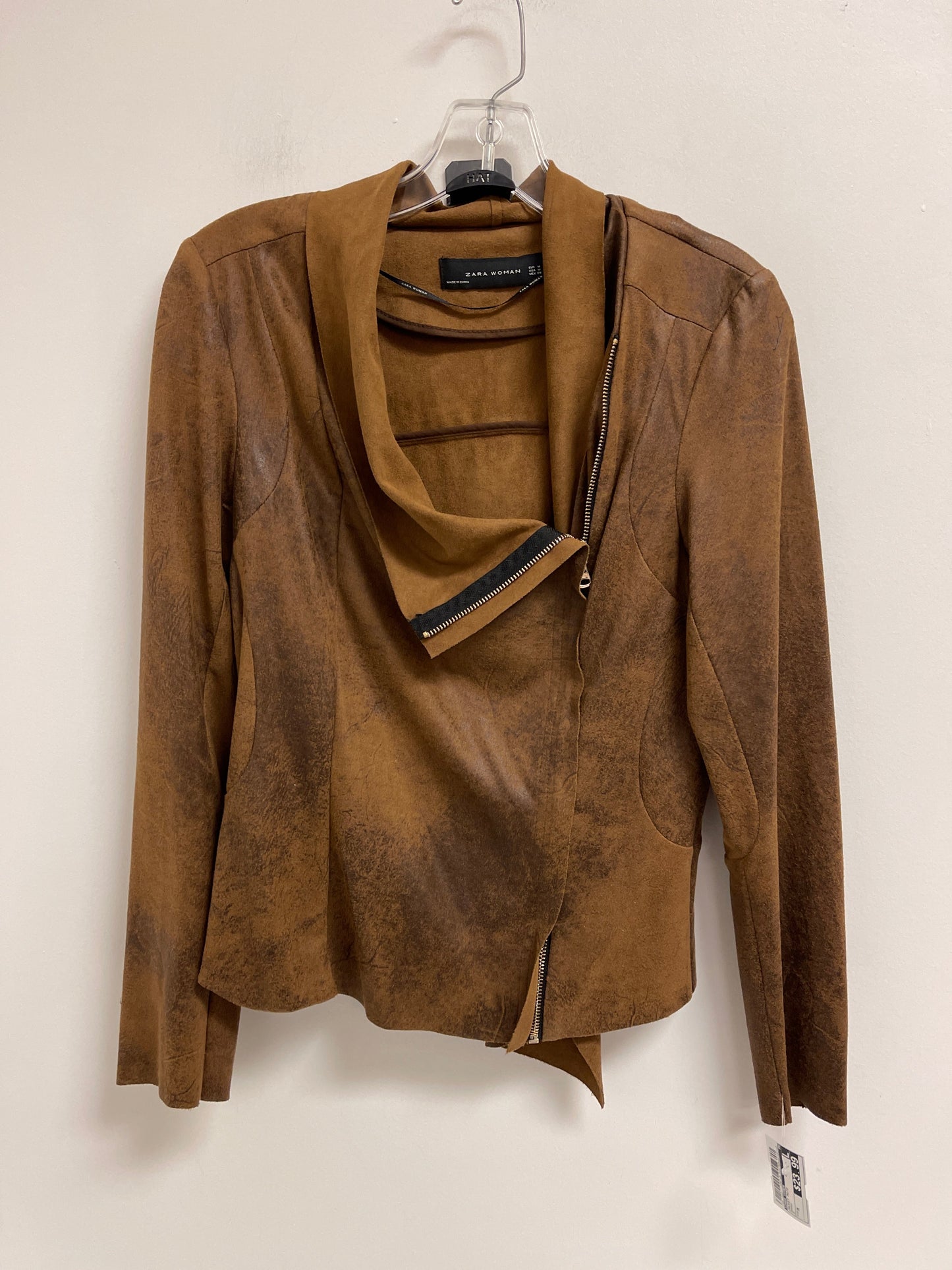 Jacket Moto By Zara Women In Brown, Size: M