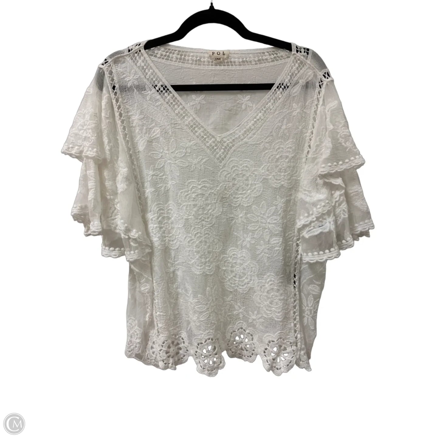 Top Short Sleeve By Pol In White, Size: S