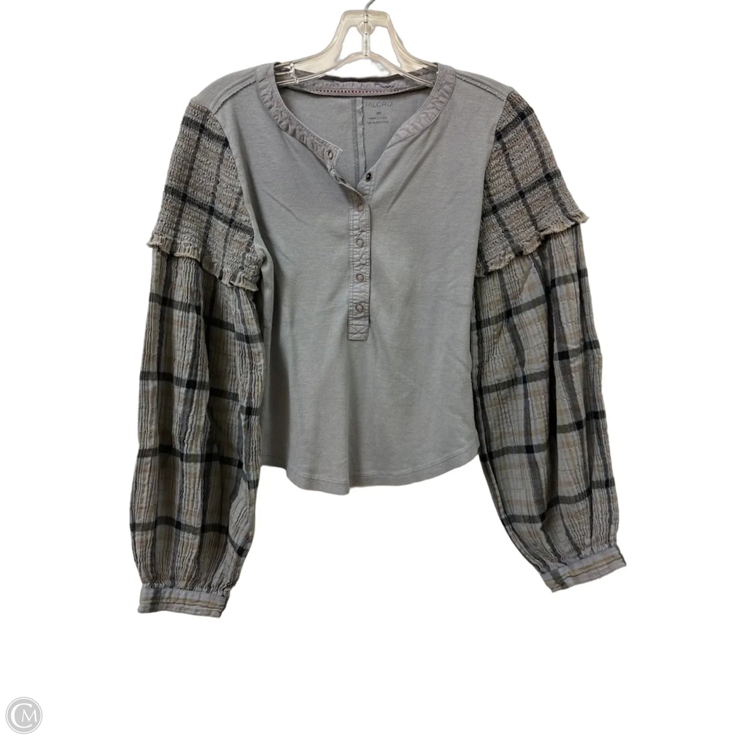 Top Long Sleeve By Pilcro In Grey, Size: M