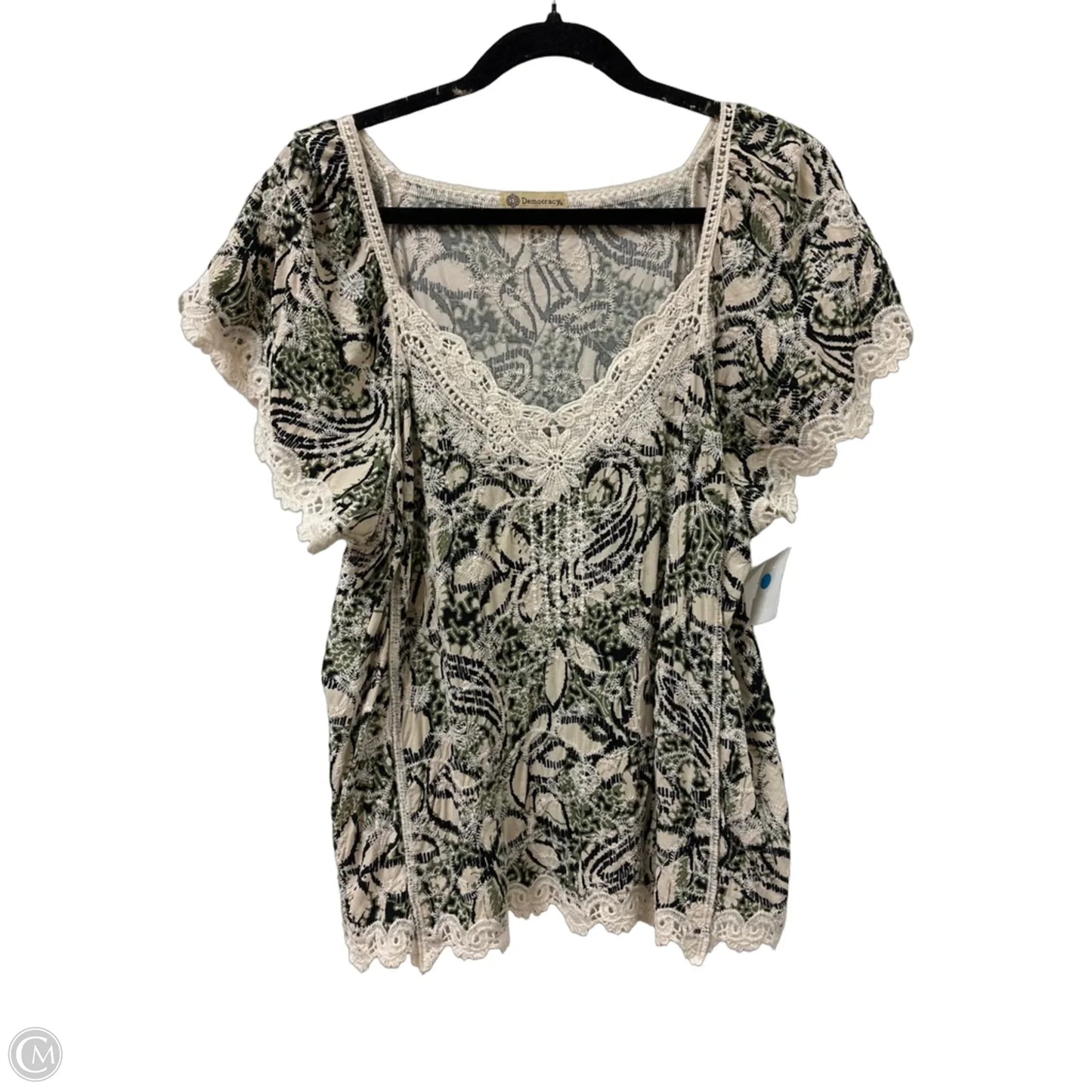 Top Short Sleeve By Democracy In Green, Size: L