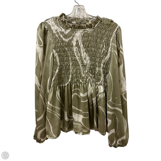 Top Long Sleeve By Jodifl In Green & White, Size: S