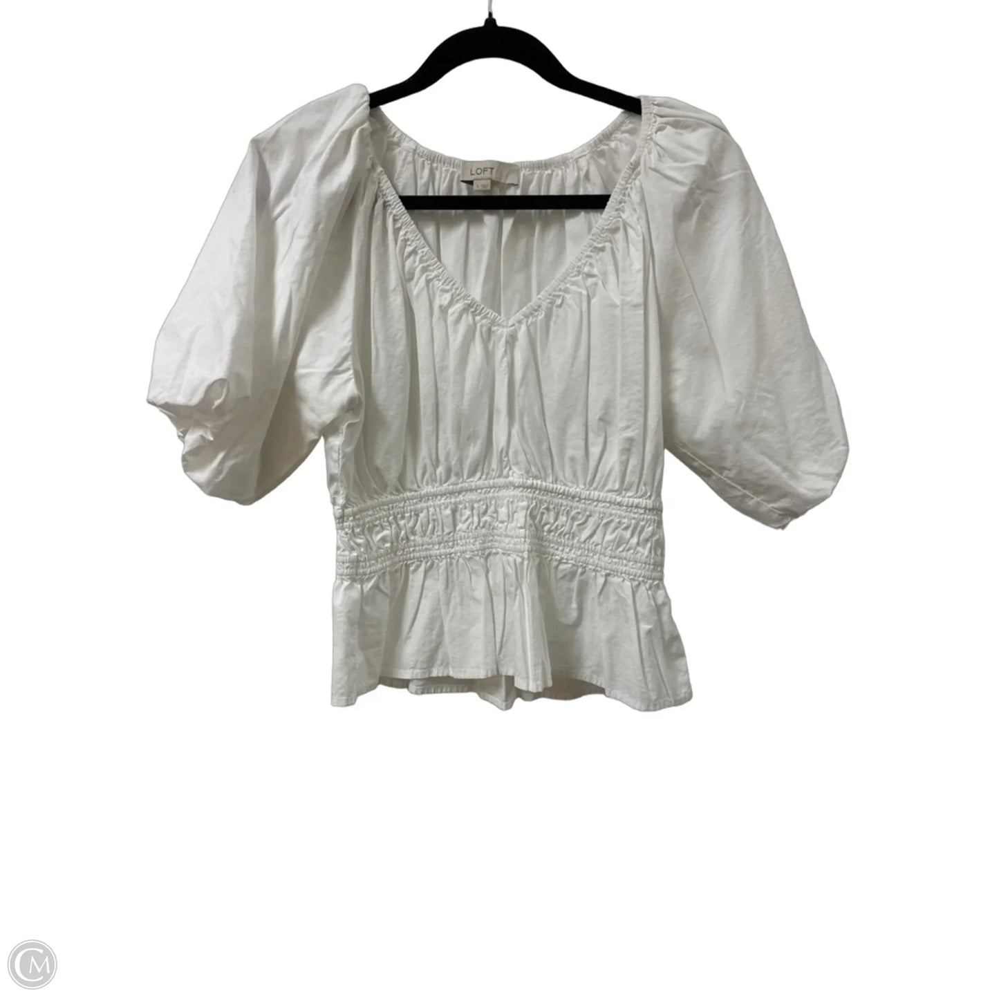 Top Short Sleeve By Loft In White, Size: S