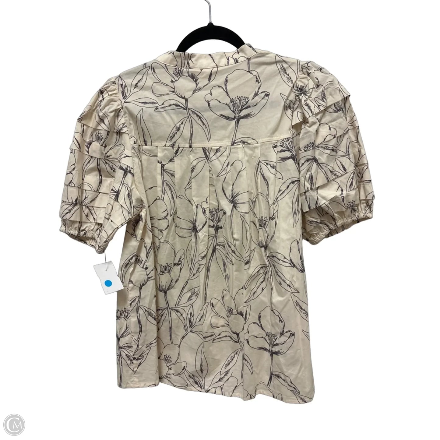 Blouse Short Sleeve By Entro In Cream & Grey, Size: S