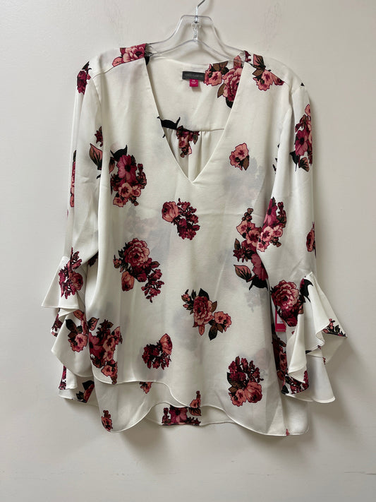 Top Long Sleeve By Vince Camuto In Floral Print, Size: 2x