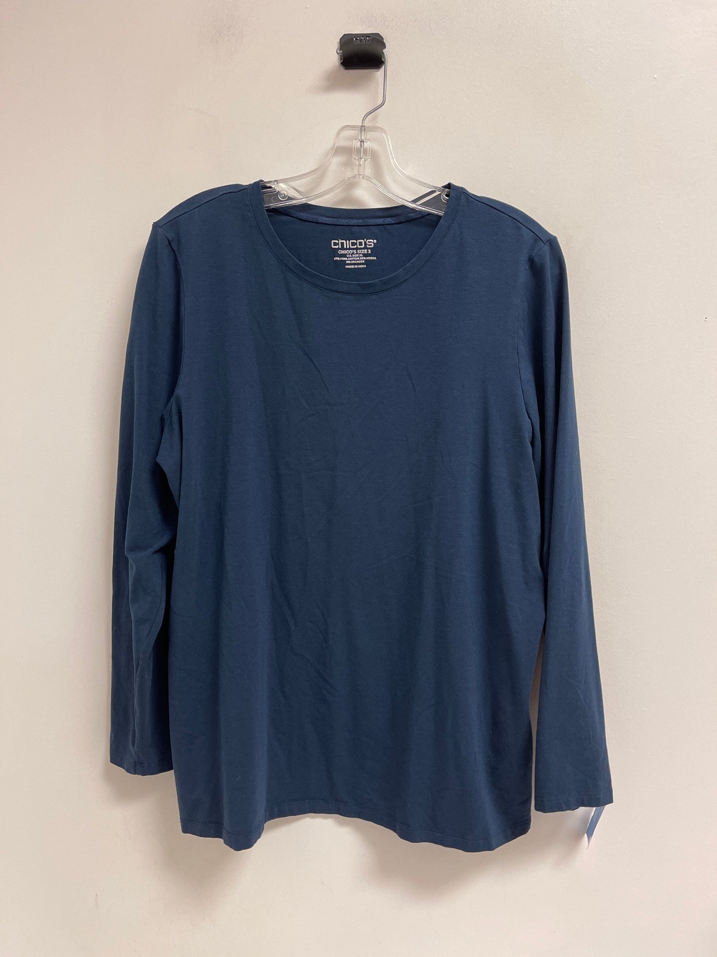 Top Long Sleeve Basic By Chicos In Blue, Size: Xl