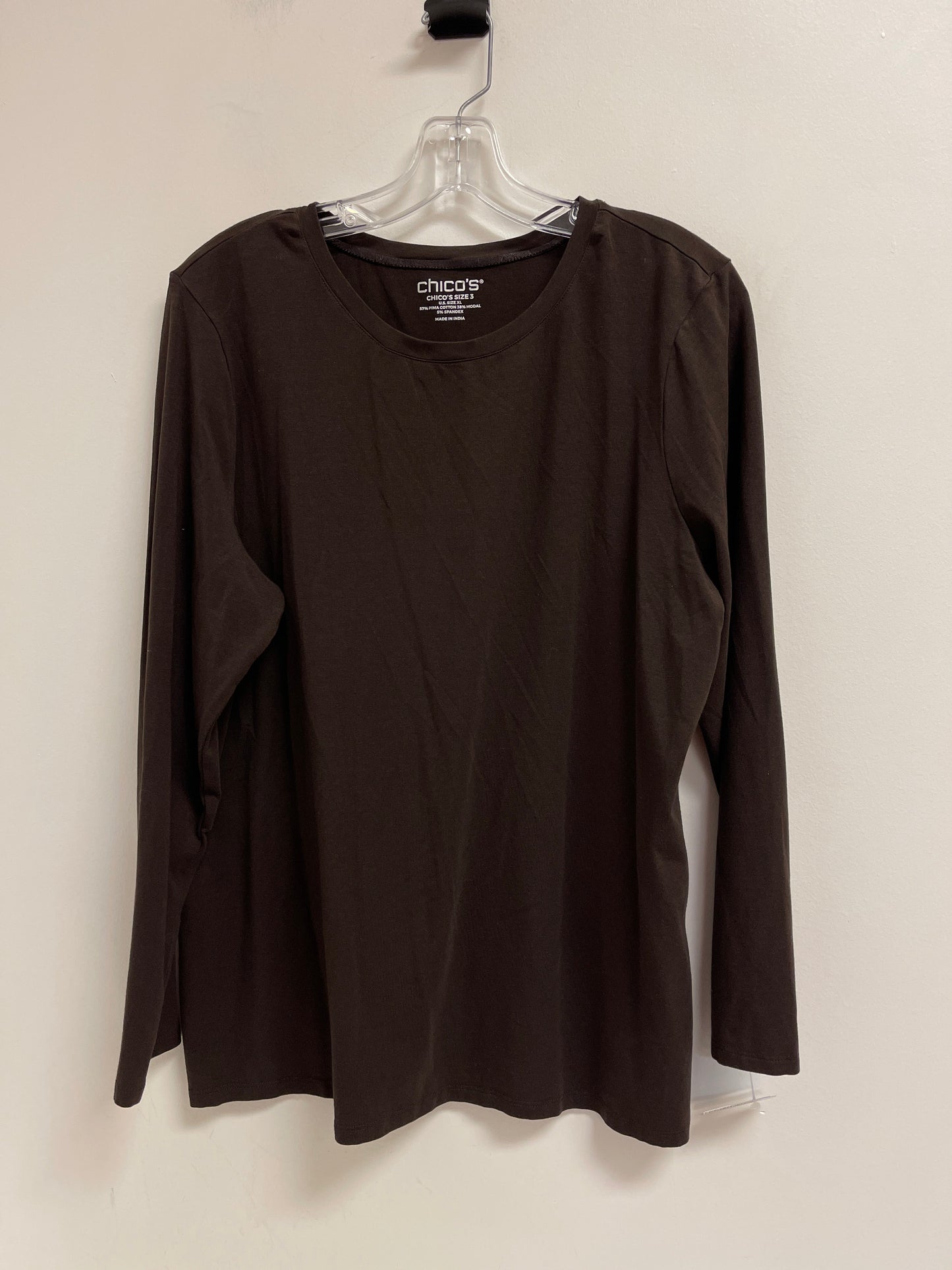 Top Long Sleeve Basic By Chicos In Brown, Size: Xl