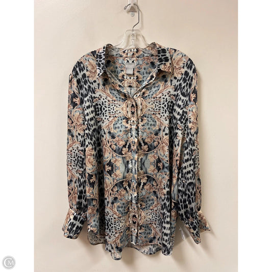Blouse Long Sleeve By Chicos In Multi-colored, Size: L