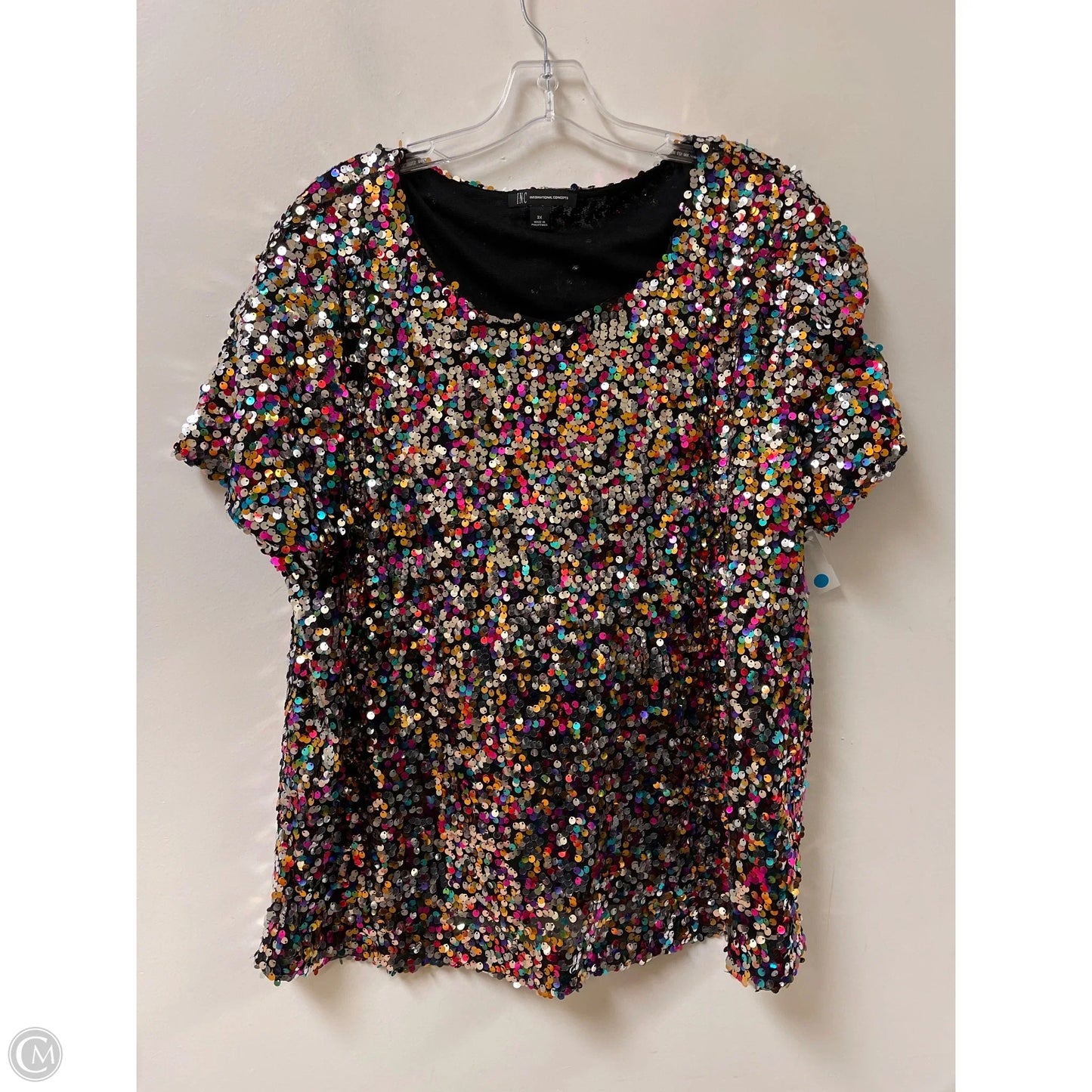 Top Short Sleeve By Inc In Rainbow Print, Size: 3x