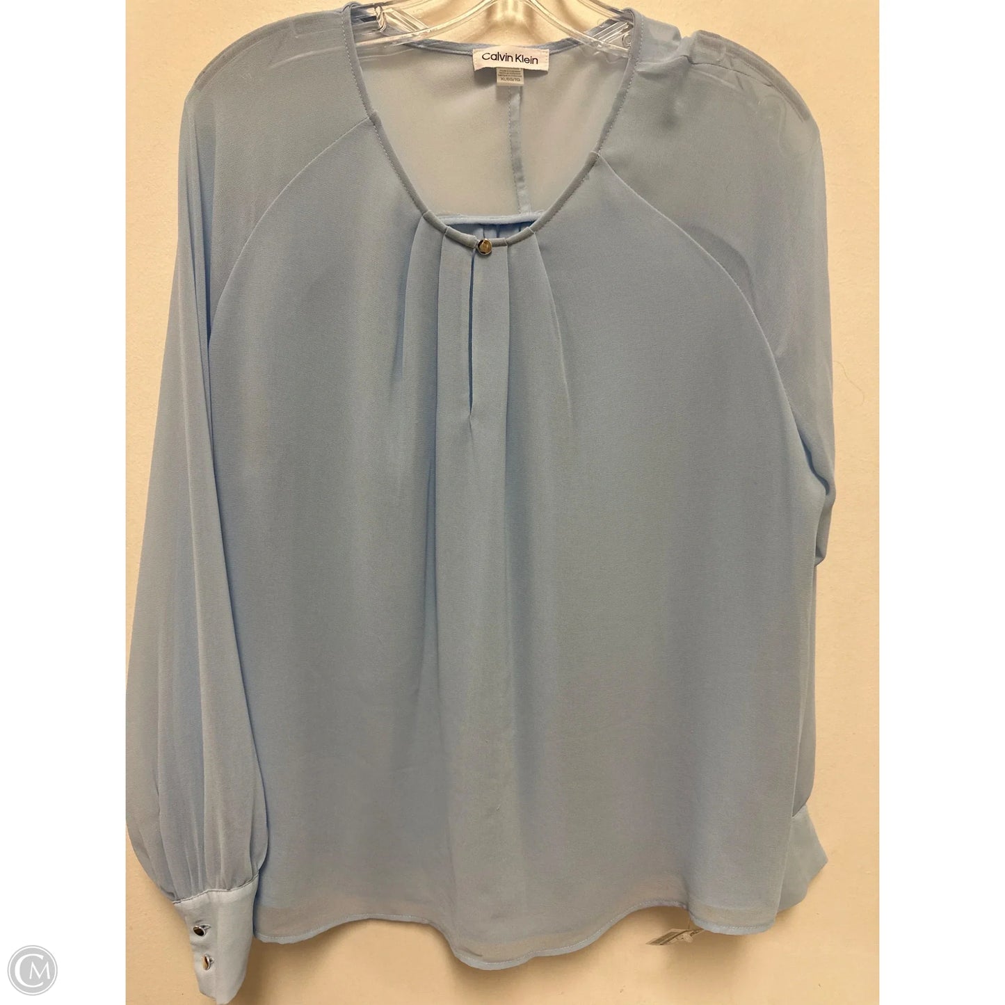 Top Long Sleeve By Calvin Klein In Blue, Size: Xl