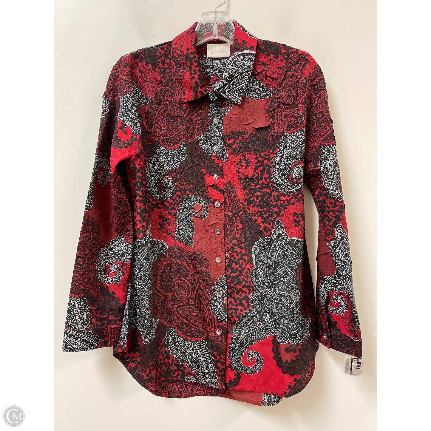 Blouse Long Sleeve By Chicos In Black & Red, Size: S