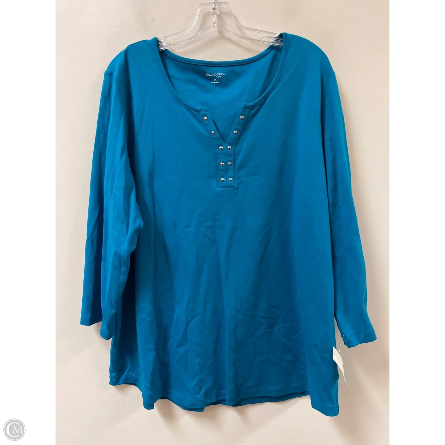 Top Long Sleeve By Kim Rogers In Blue, Size: 2x
