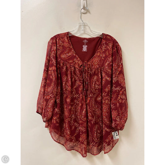 Top Long Sleeve By St Johns Bay In Red, Size: 2x