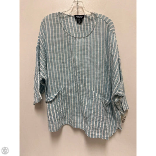 Top Short Sleeve By Jones And Co In Blue, Size: 3x