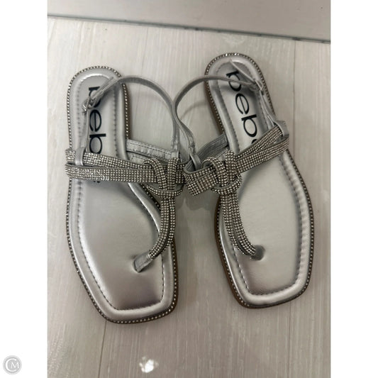 Sandals Flip Flops By Bebe In Silver, Size: 8.5