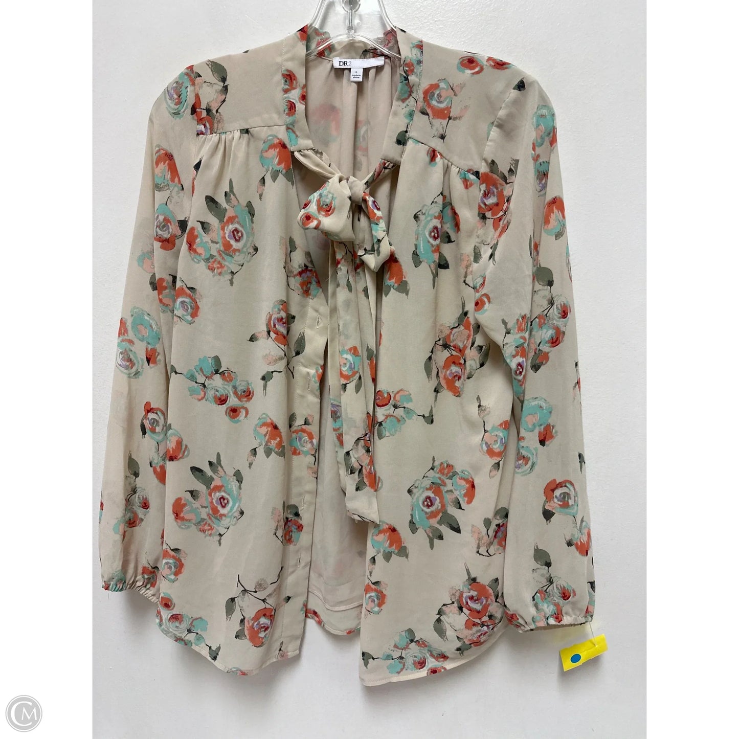 Blouse Long Sleeve By Dr2 In Tan, Size: L