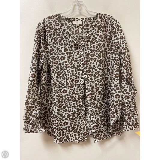 Blouse Long Sleeve By Loft In Animal Print, Size: Lp