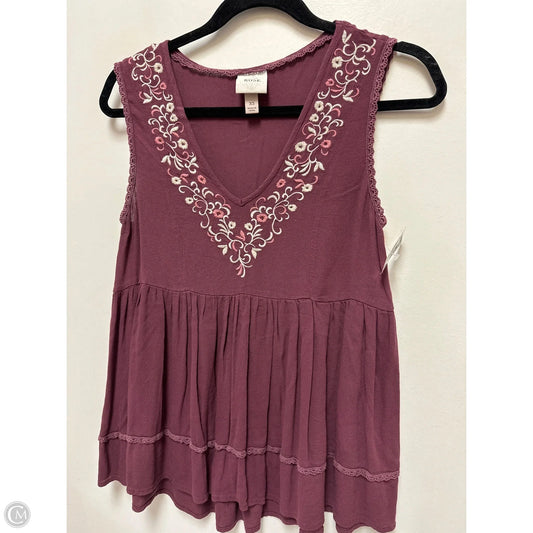 Top Sleeveless By Knox Rose In Maroon, Size: Xs