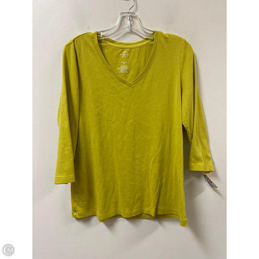 Top 3/4 Sleeve By St Johns Bay In Chartreuse, Size: L