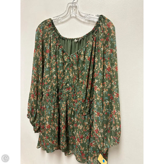 Top Long Sleeve By Cato In Floral Print, Size: 4x
