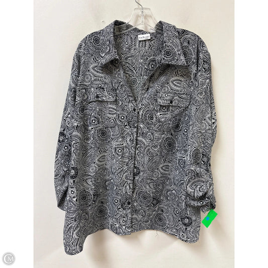 Blouse Long Sleeve By Kim Rogers In Black & White, Size: 3x