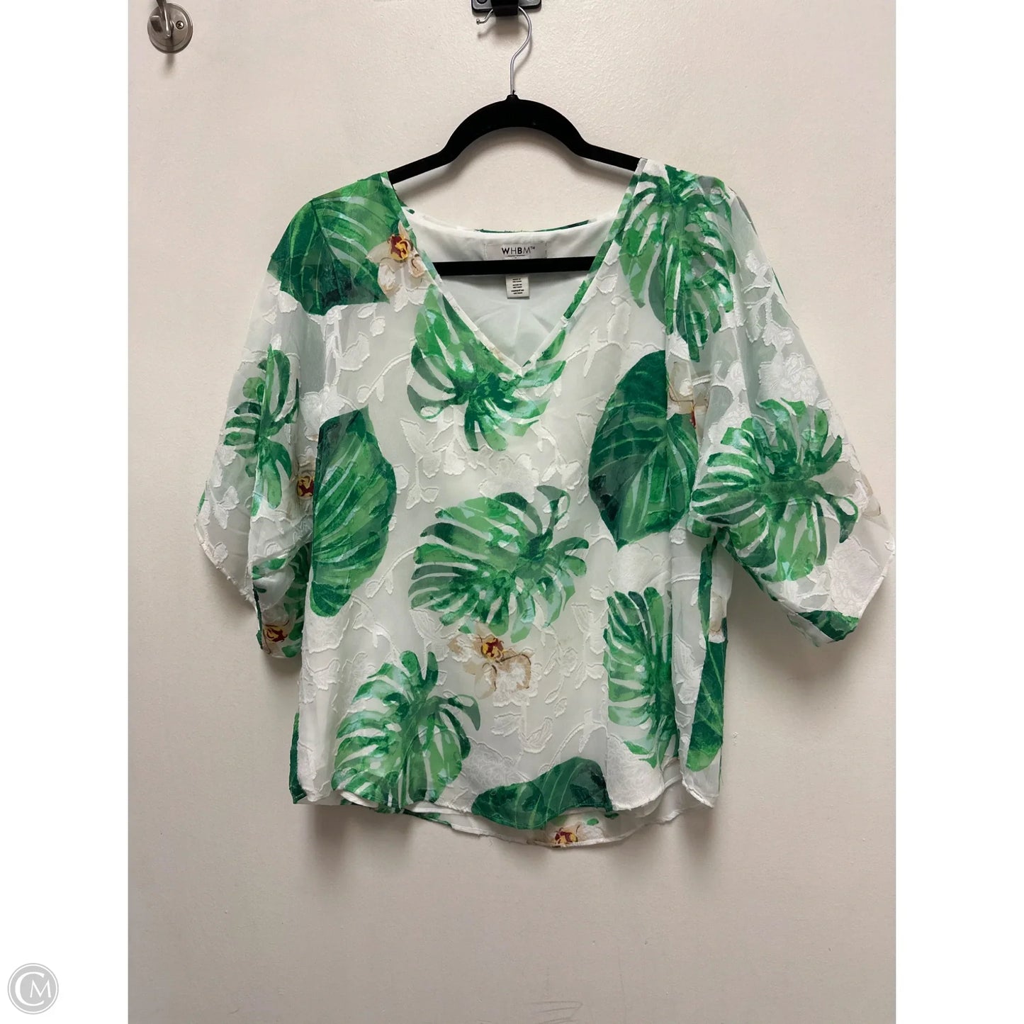 Top Short Sleeve By White House Black Market In Tropical Print, Size: S