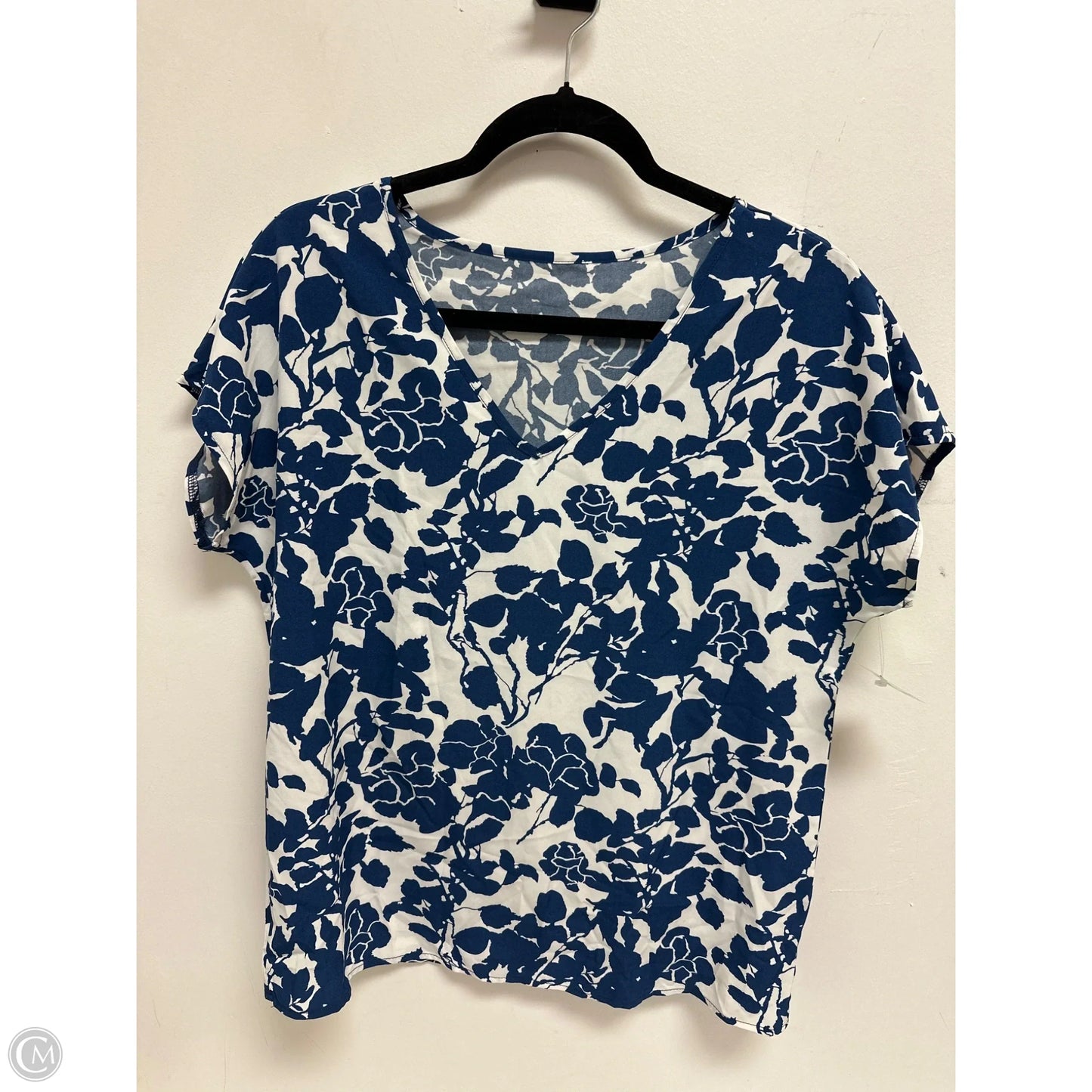 Top Short Sleeve By Shein In Blue & White, Size: M