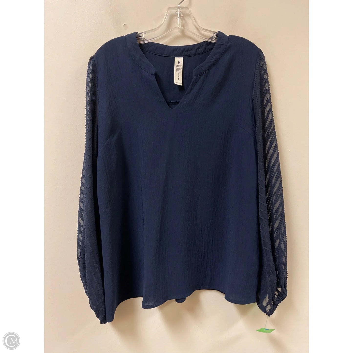 Top Long Sleeve By Clothes Mentor In Navy, Size: L