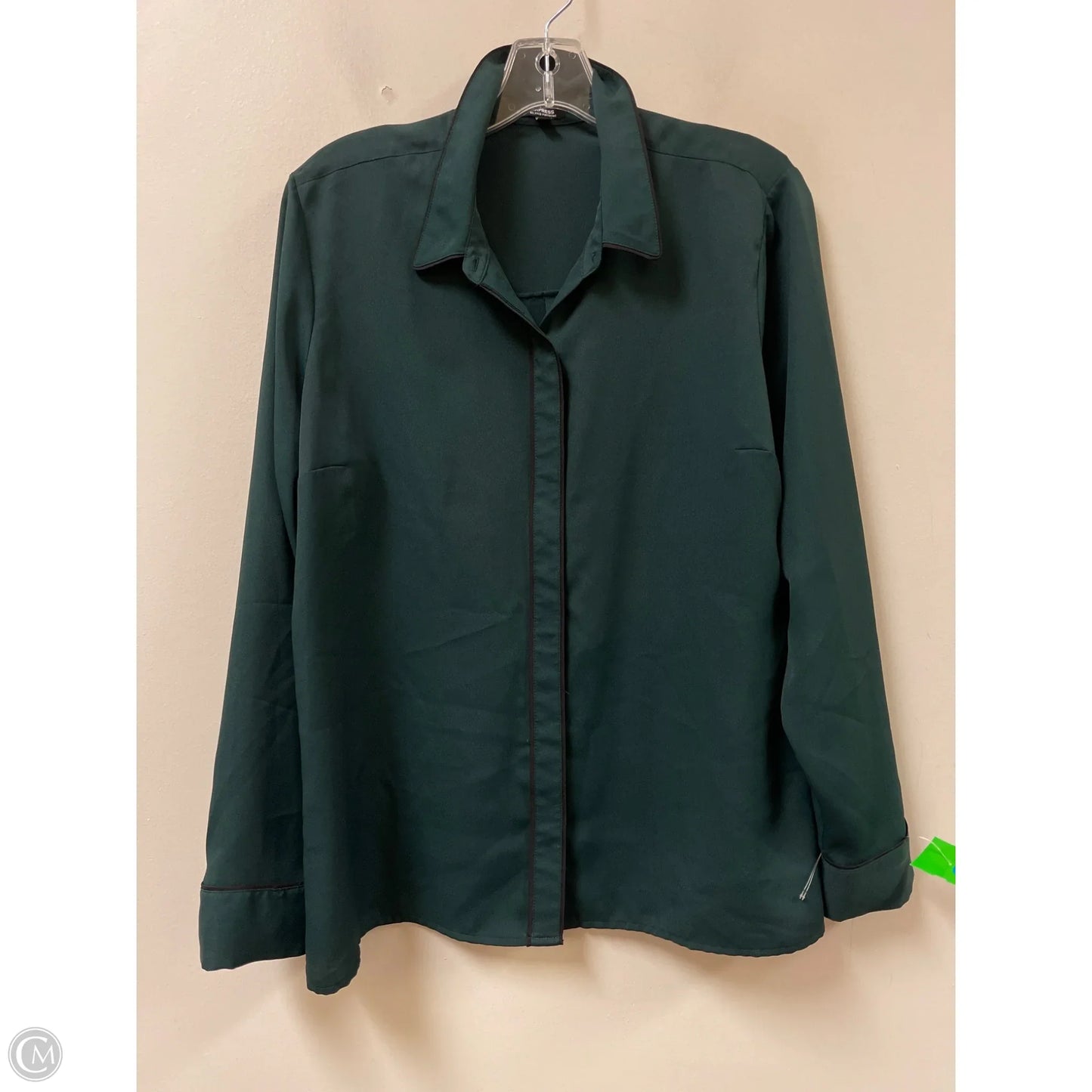 Blouse Long Sleeve By Express In Green, Size: L
