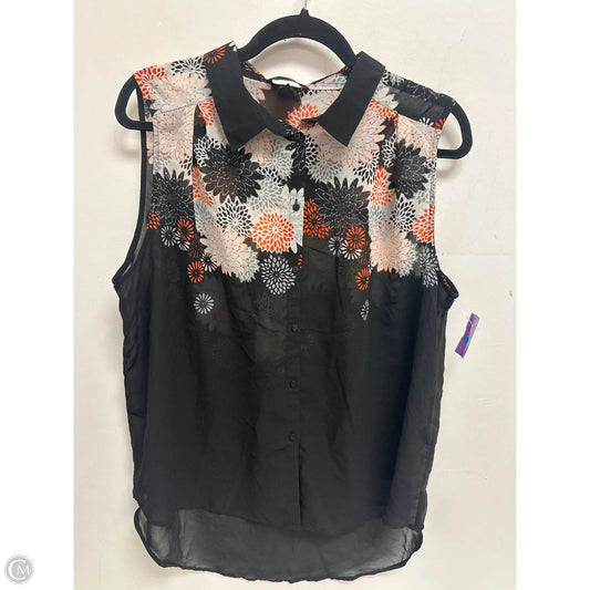 Top Sleeveless By H&m In Black & Orange, Size: L