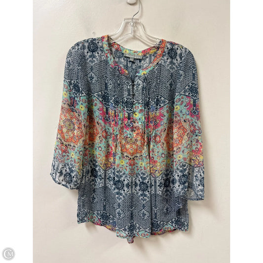 Blouse 3/4 Sleeve By Daniel Rainn In Multi-colored, Size: S