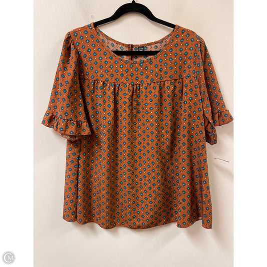 Top Short Sleeve By Shein In Blue & Brown, Size: 1x