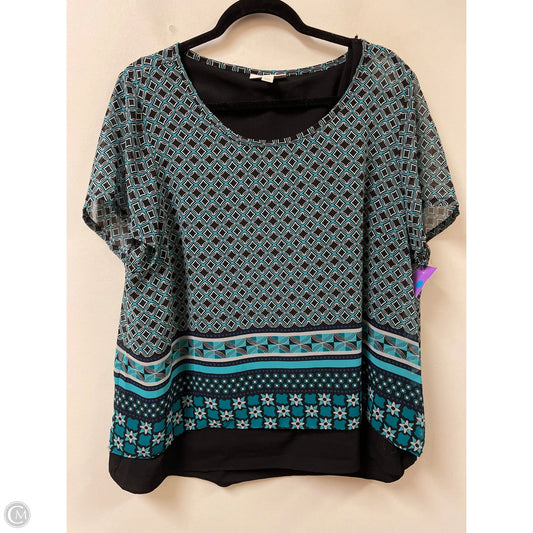 Top Short Sleeve By Dana Buchman In Black & Blue, Size: 1x