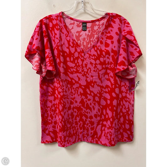Top Short Sleeve By Shein In Pink & Red, Size: L