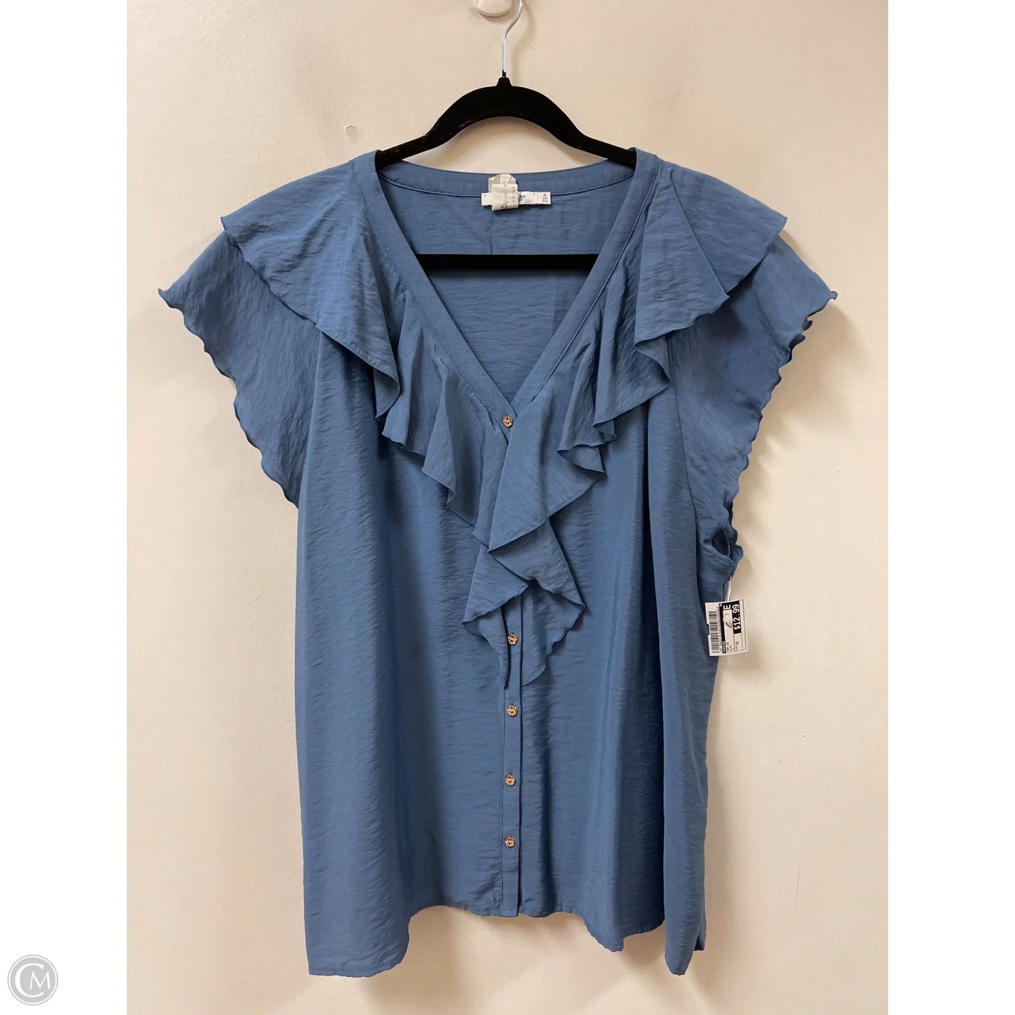 Top Short Sleeve By Chicos In Blue, Size: 1x