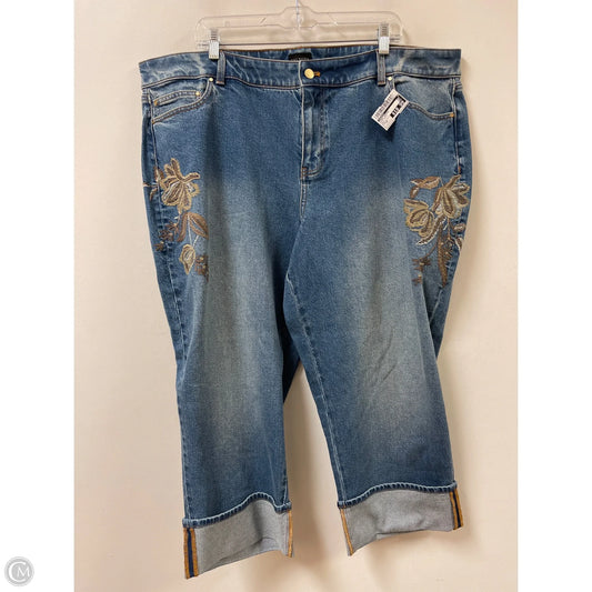 Jeans Cropped By Talbots In Blue Denim, Size: 22