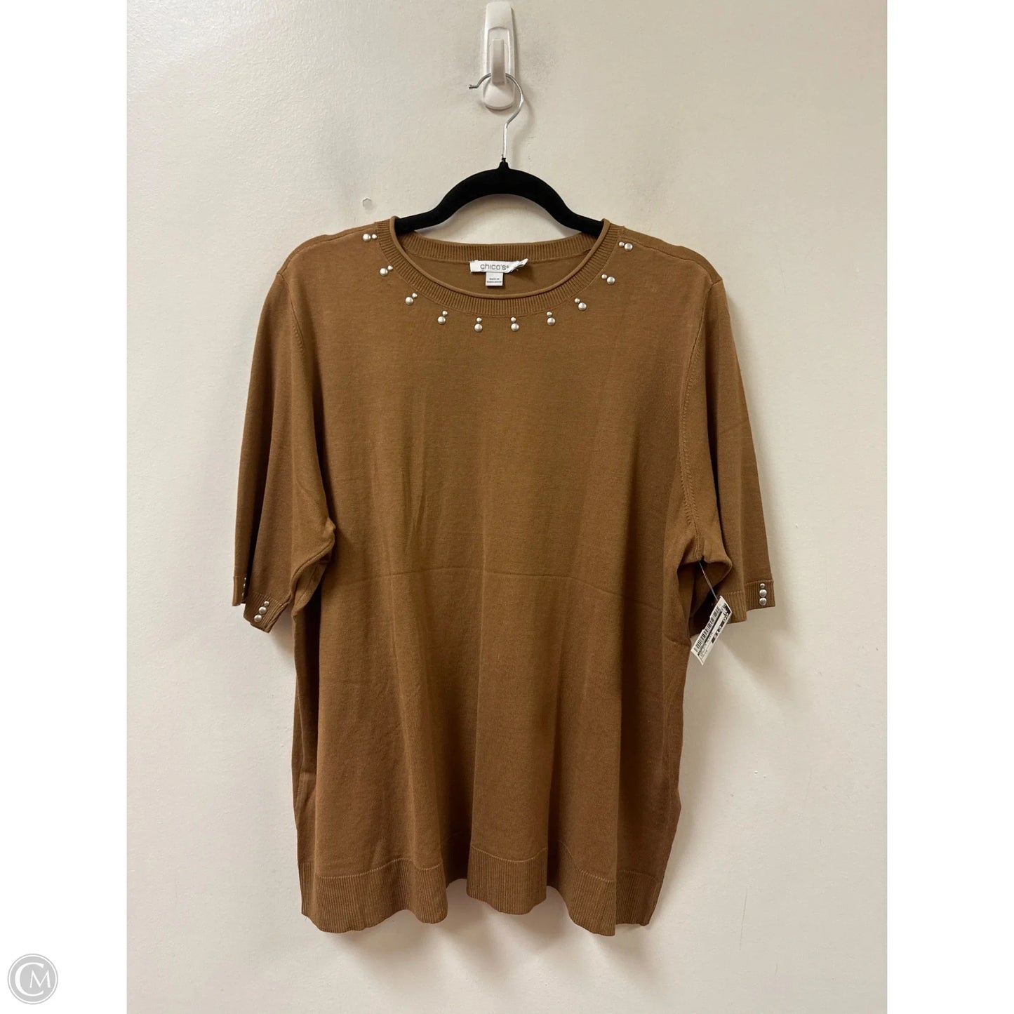 Top 3/4 Sleeve By Chicos In Brown, Size: 1x