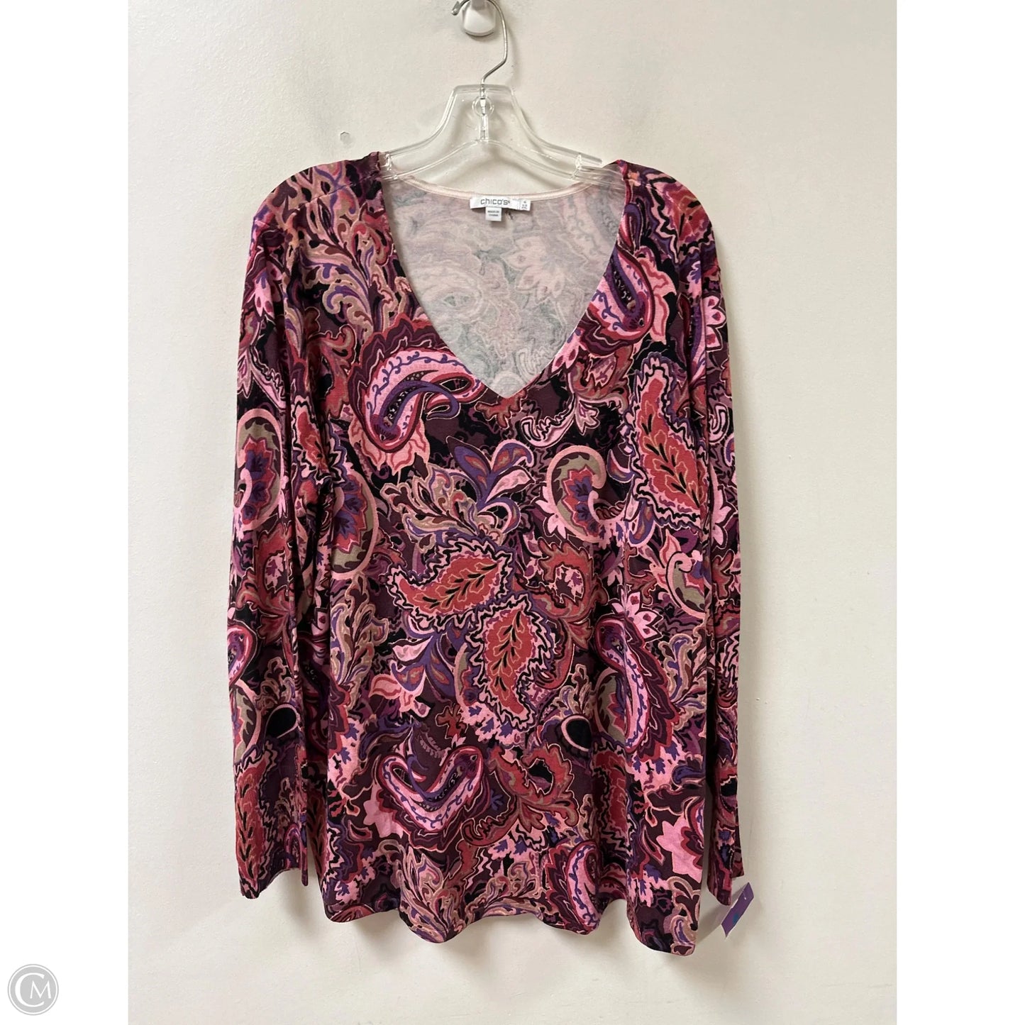 Top Long Sleeve By Chicos In Paisley Print, Size: 1x